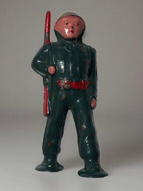 Rare Vintage Cast Metal Toy Army Soldier with Rifle - Barclay B260